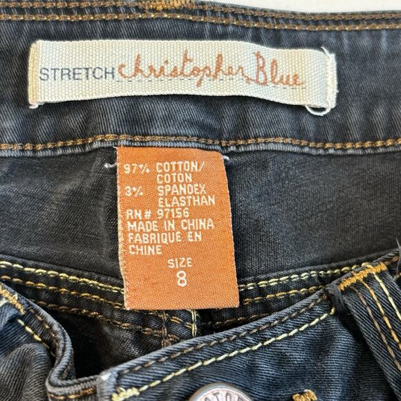 Christopher Blue Stretch Black Denim Cropped Straight Capris Women Size 8 - Picture 3 of 10